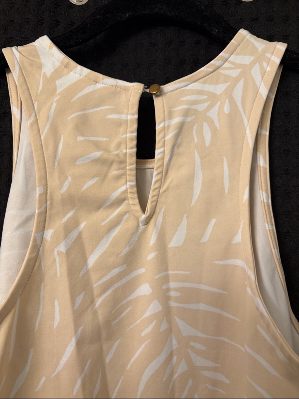 MAHI GOLD Charlotte Cream and White Palm print Sleeveless A-Line Dress - Picture 4 of 5